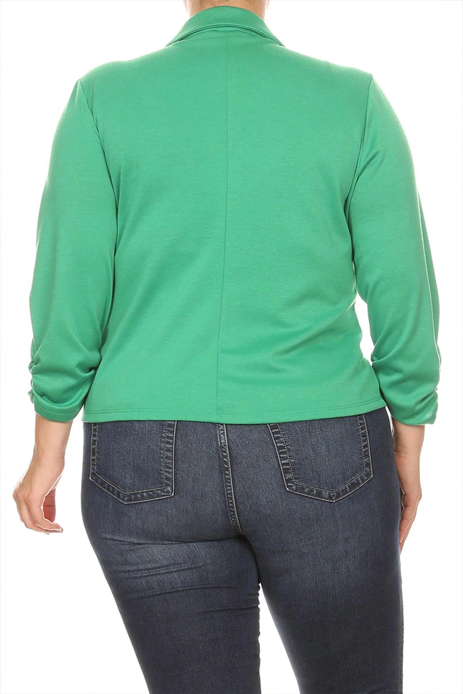 Women's Plus Size Basic Casual Button Solid Outerwear Jacket Blazer Made in USA