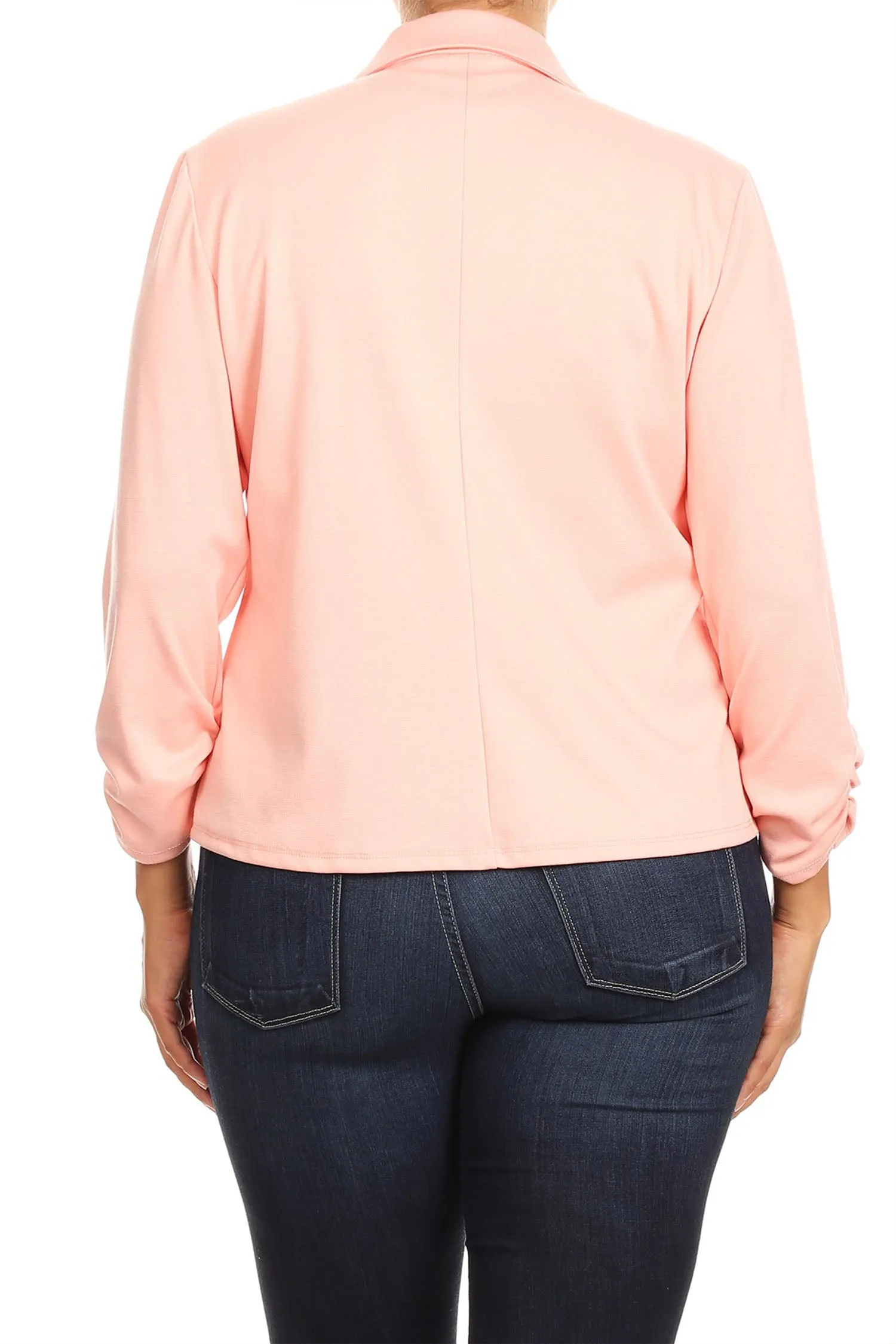 Women's Plus Size Basic Casual Button Solid Outerwear Jacket Blazer Made in USA