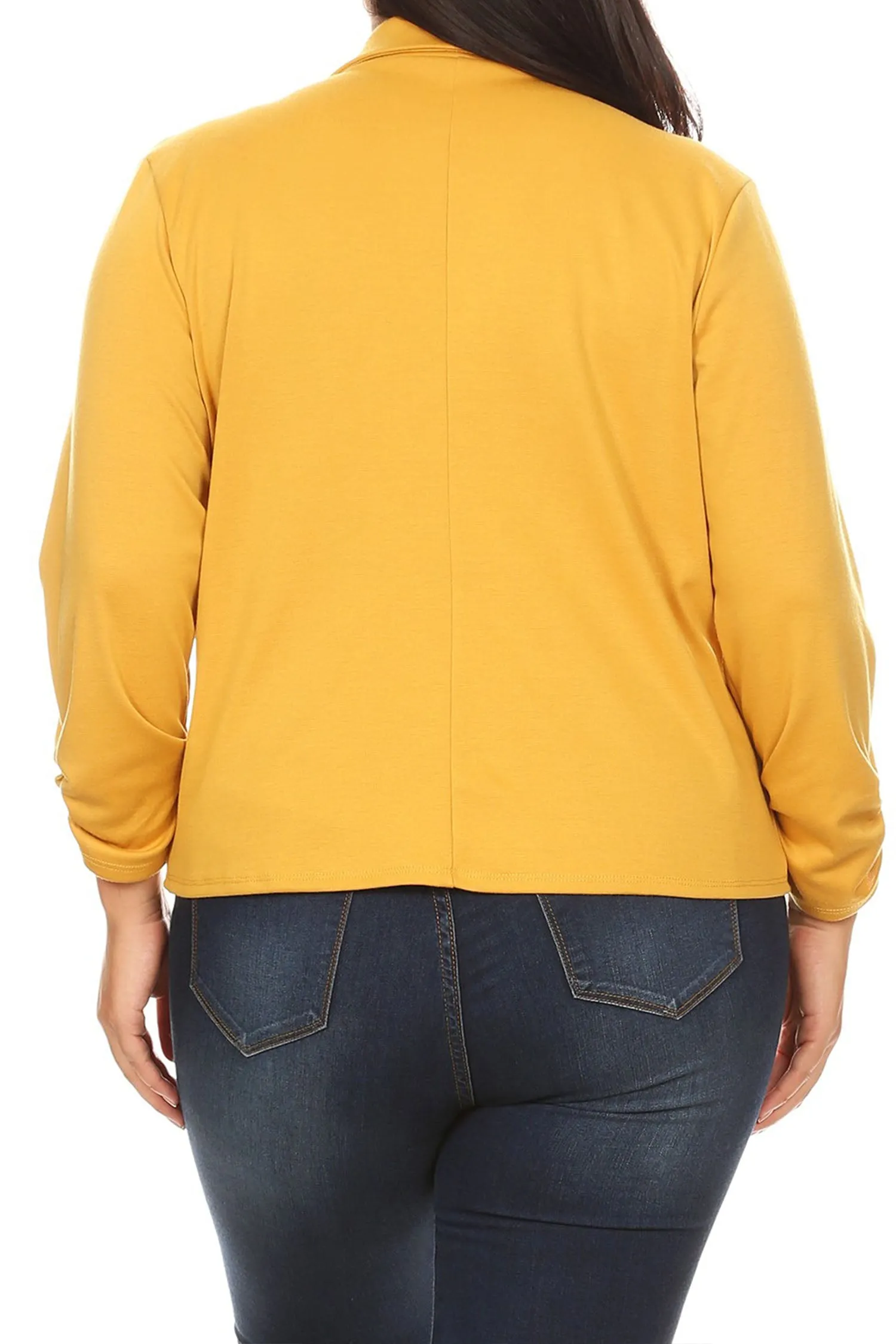 Women's Plus Size Basic Casual Button Solid Outerwear Jacket Blazer Made in USA