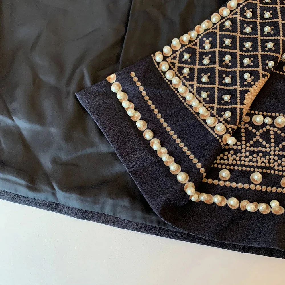 Women's Shawl Collar Embroidered Beaded Jacket V-Neck Vintage Ladies Outwear Coat