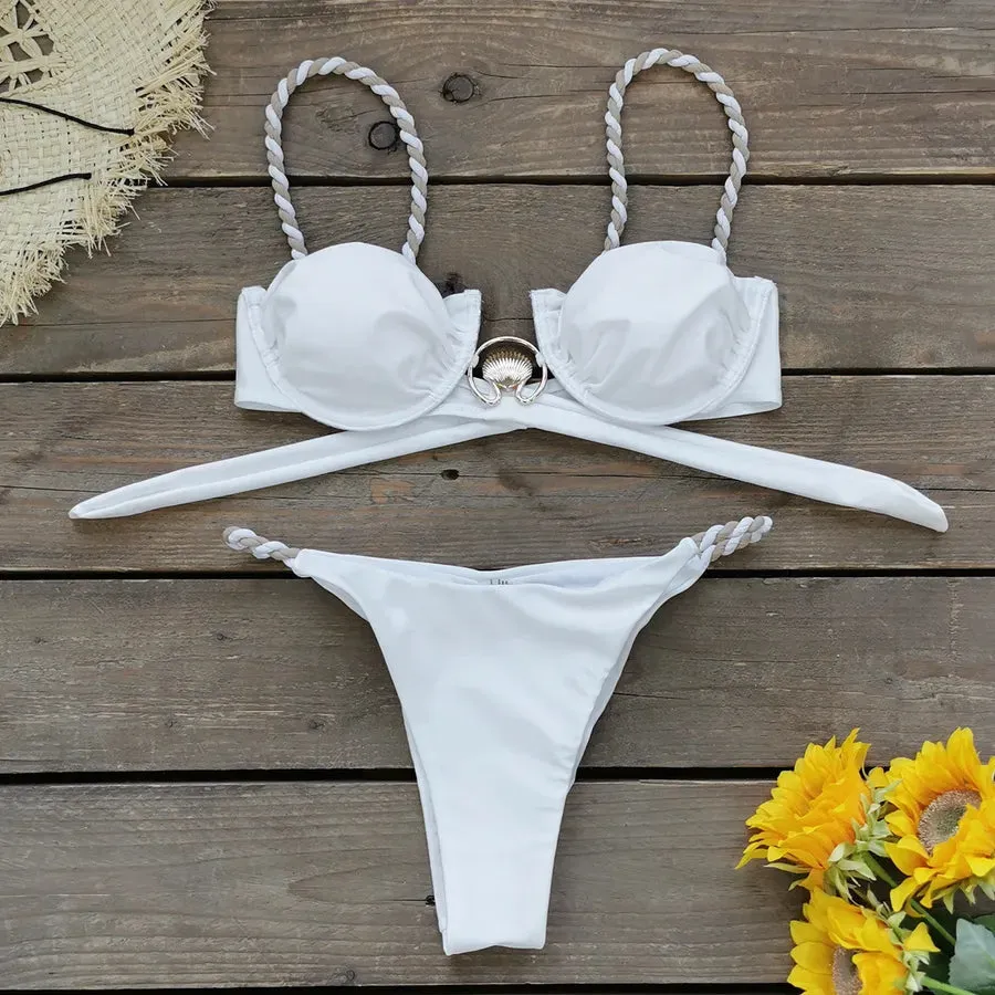 Women's Solid Color 1 Piece 2 Pieces Set Bikinis Swimwear