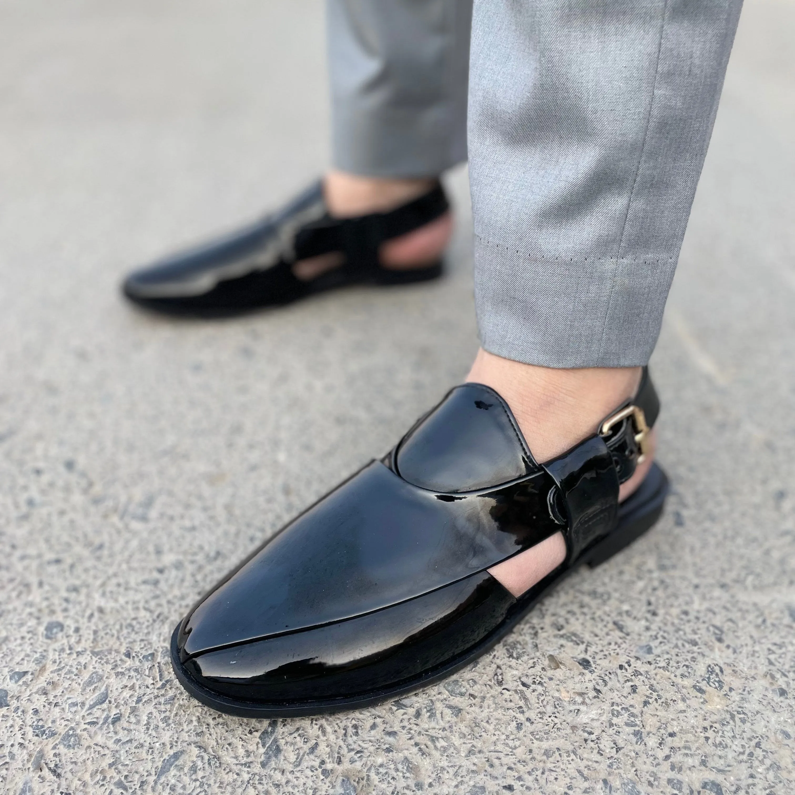 WS Pure leather Handmade Glossy Peshawari Chappal WS-00865
