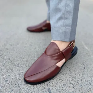 WS Pure leather Handmade Oxblood Peshawari Sandal-306