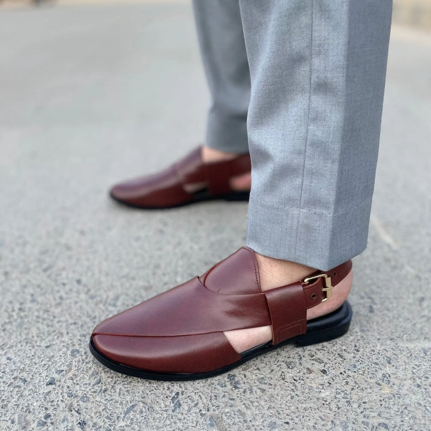 WS Pure leather Handmade Oxblood Peshawari Sandal-306